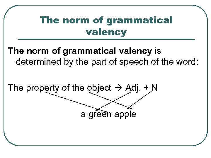 The norm of grammatical valency is determined by the part of speech of the