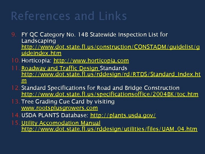 References and Links 9. FY QC Category No. 14 B Statewide Inspection List for