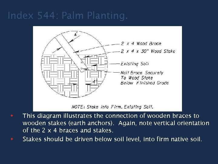 Index 544: Palm Planting. w w This diagram illustrates the connection of wooden braces