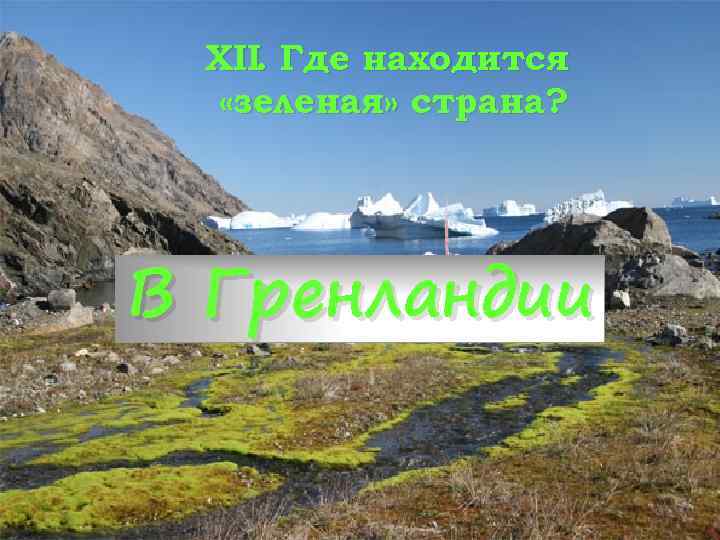 XII. Где находится «зеленая» страна? В Гренландии 