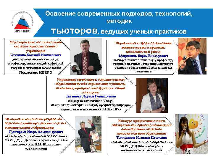 Освоение современных подходов, технологий, методик тьюторов, ведущих ученых-практиков Моделирование воспитательной системы образовательного учреждения Степанов