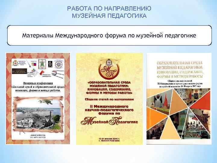 РАБОТА ПО НАПРАВЛЕНИЮ МУЗЕЙНАЯ ПЕДАГОГИКА Материалы Международного форума по музейной педагогике 