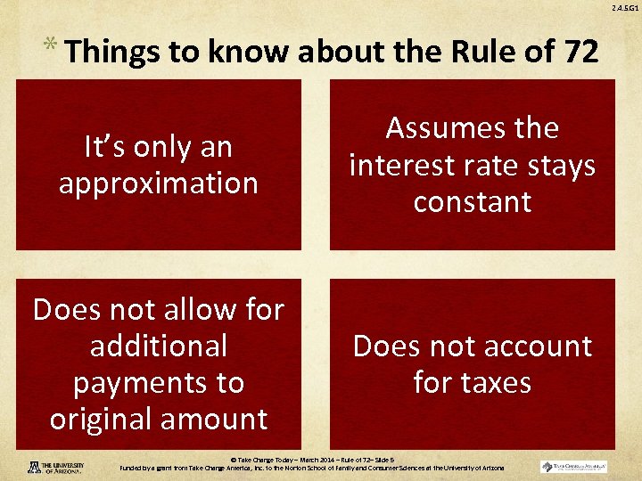 2. 4. 5. G 1 * Things to know about the Rule of 72