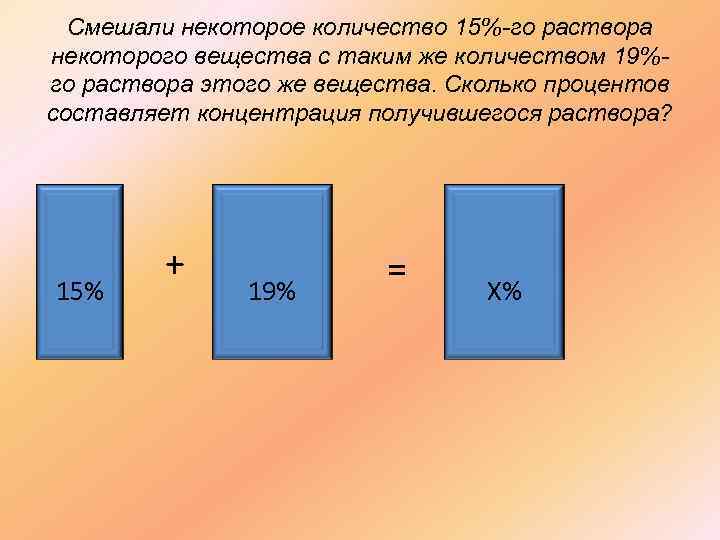 Смешали некоторое количество 15%-го раствора некоторого вещества с таким же количеством 19%го раствора этого