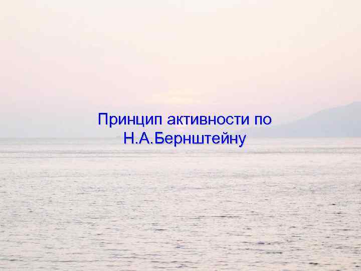 Принцип активности по Н. А. Бернштейну 