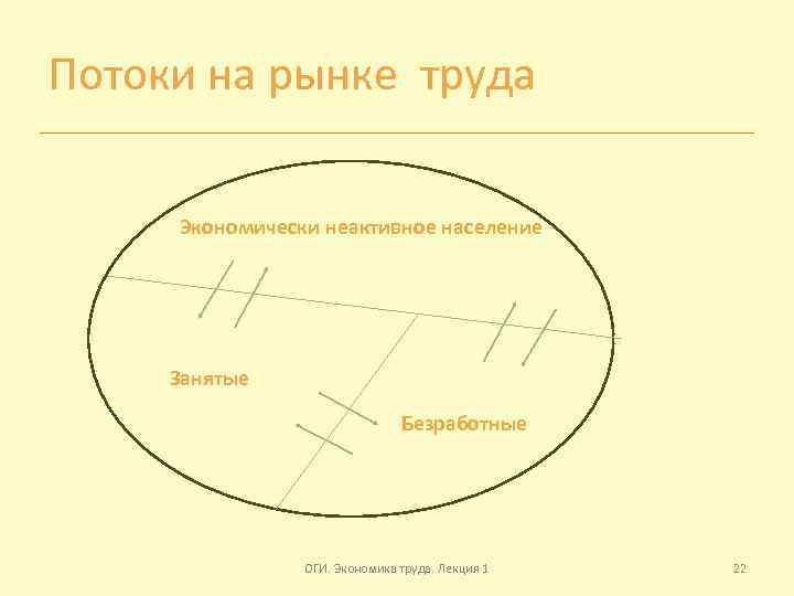 Потоки на рынке труда Экономически неактивное население Занятые Безработные ОГИ. Экономика труда. Лекция 1