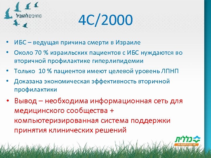 4 C/2000 • ИБС – ведущая причина смерти в Израиле • Около 70 %