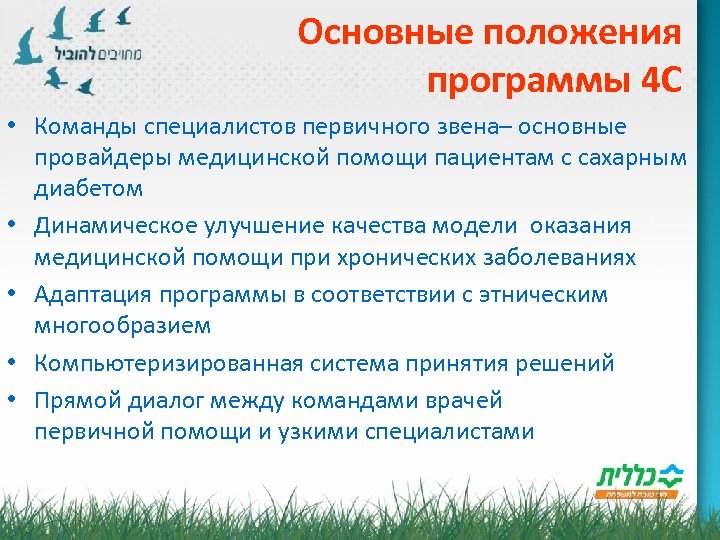 Основные положения программы 4 С • Команды специалистов первичного звена– основные провайдеры медицинской помощи