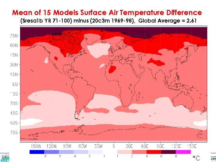 Mean of 15 Models Surface Air Temperature Difference (Sresa 1 b YR 71 -100)