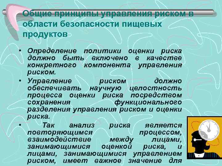 Общие принципы управления риском в области безопасности пищевых продуктов • Определение политики оценки риска