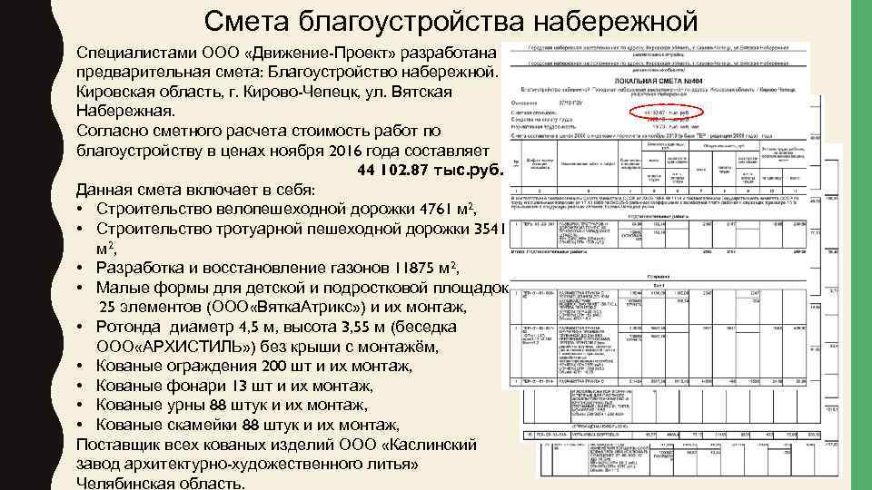 Образец смета на благоустройство территории образец