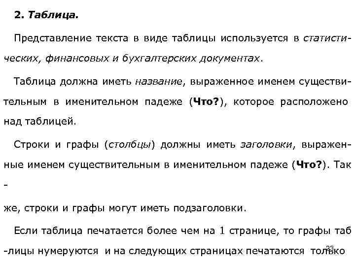 2. Таблица. Представление текста в виде таблицы используется в статистических, финансовых и бухгалтерских документах.