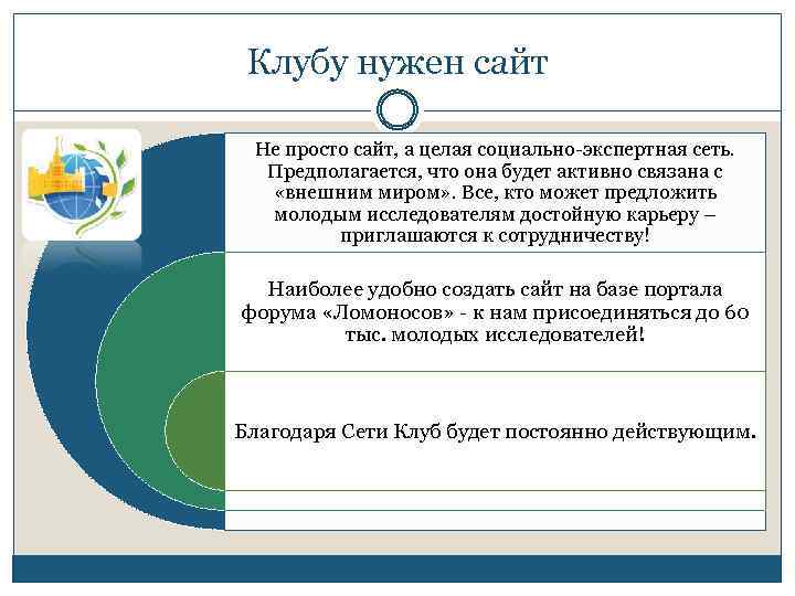 Клубу нужен сайт Не просто сайт, а целая социально-экспертная сеть. Предполагается, что она будет