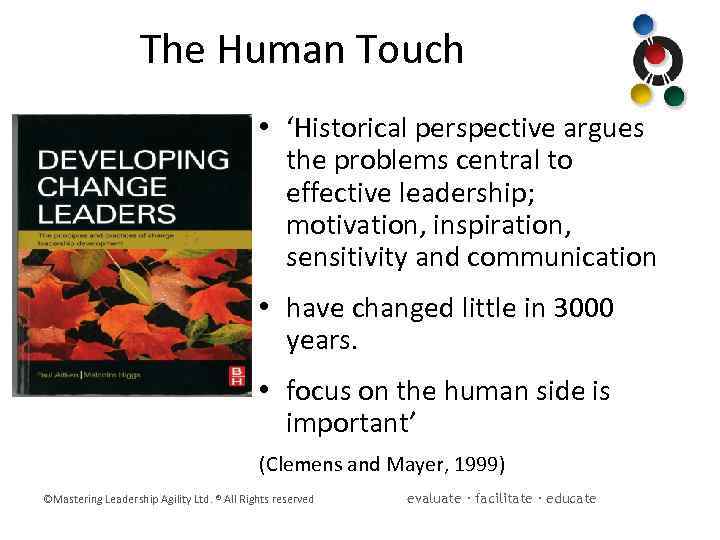 The Human Touch • ‘Historical perspective argues the problems central to effective leadership; motivation,