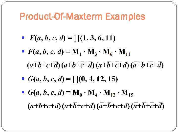 Product-Of-Maxterm Examples 