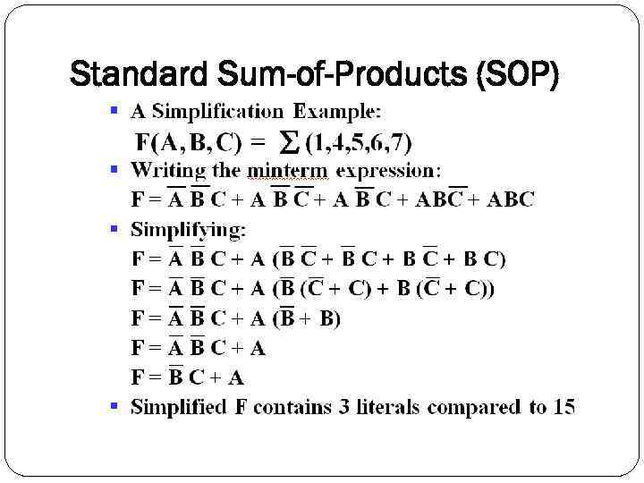 Standard Sum-of-Products (SOP) 