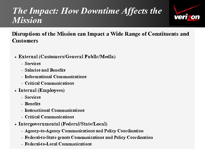 The Impact: How Downtime Affects the Mission Disruptions of the Mission can Impact a