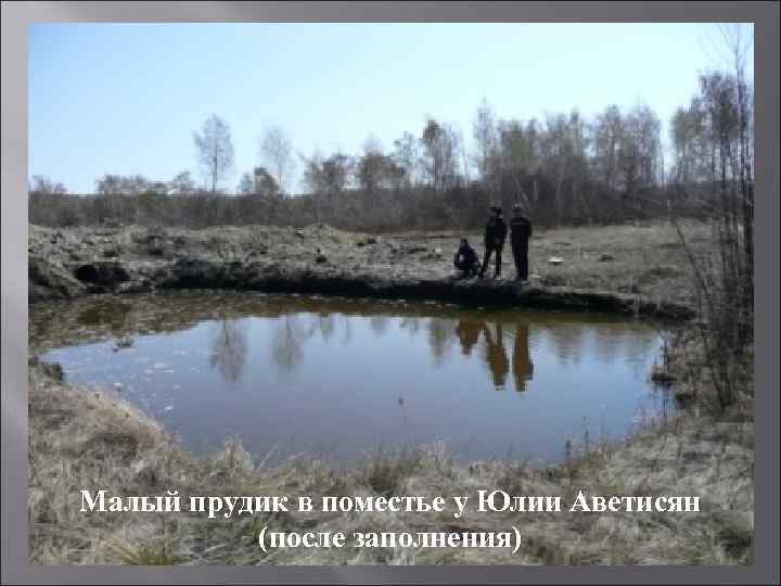 Малый прудик в поместье у Юлии Аветисян (после заполнения) 