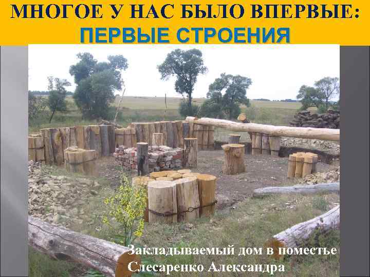 МНОГОЕ У НАС БЫЛО ВПЕРВЫЕ: ПЕРВЫЕ СТРОЕНИЯ Закладываемый дом в поместье Слесаренко Александра 