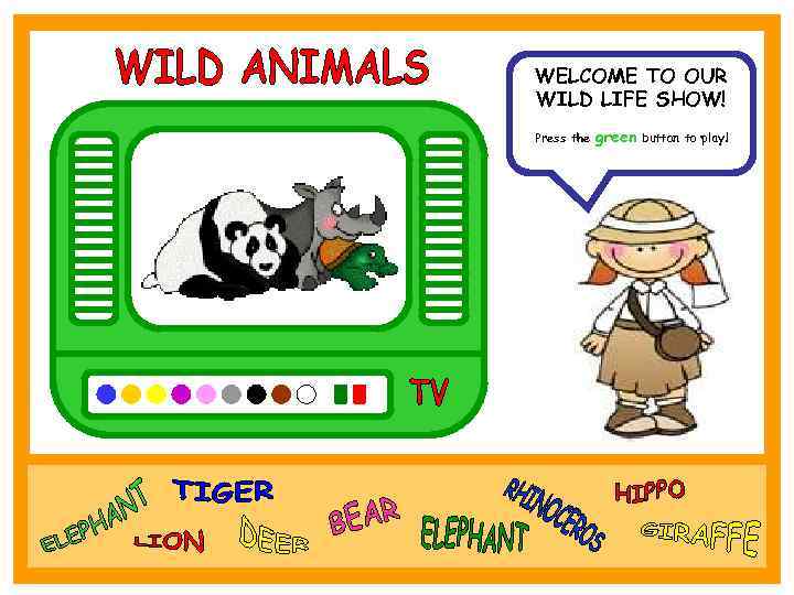 WELCOME TO OUR WILD LIFE SHOW! Press the green button to play! 