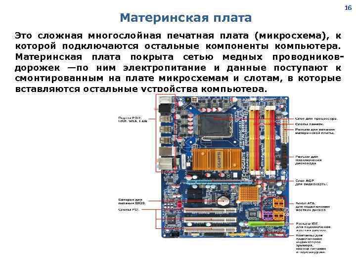 Как называется печатная плата на которой монтируется чипсет и другие компоненты компьютерной системы