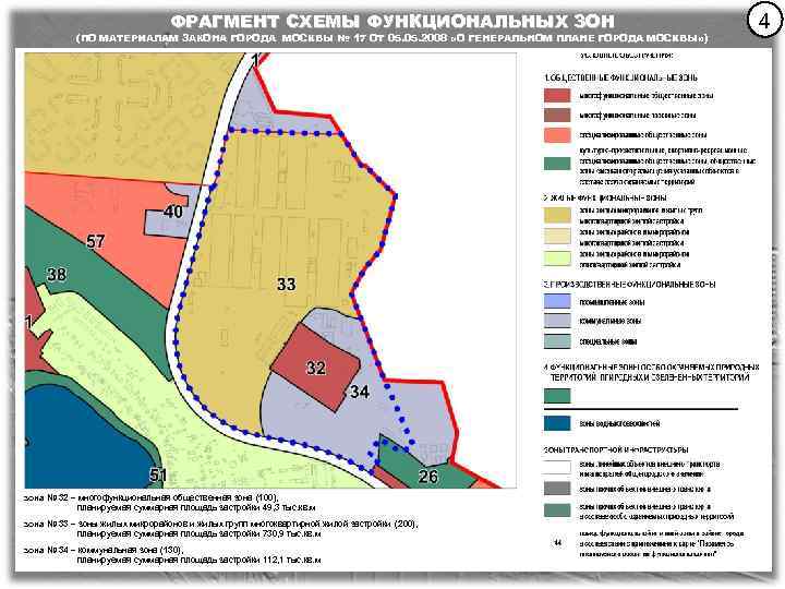 ФРАГМЕНТ СХЕМЫ ФУНКЦИОНАЛЬНЫХ ЗОН (ПО МАТЕРИАЛАМ ЗАКОНА ГОРОДА МОСКВЫ № 17 ОТ 05. 2008