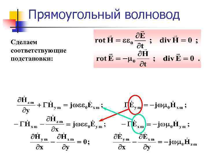 Прямоугольный волновод Сделаем соответствующие подстановки: 