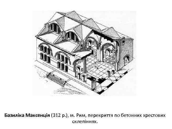 Базиліка Максенція (312 р. ), м. Рим, перекриття по бетонних хрестових склепіннях. 