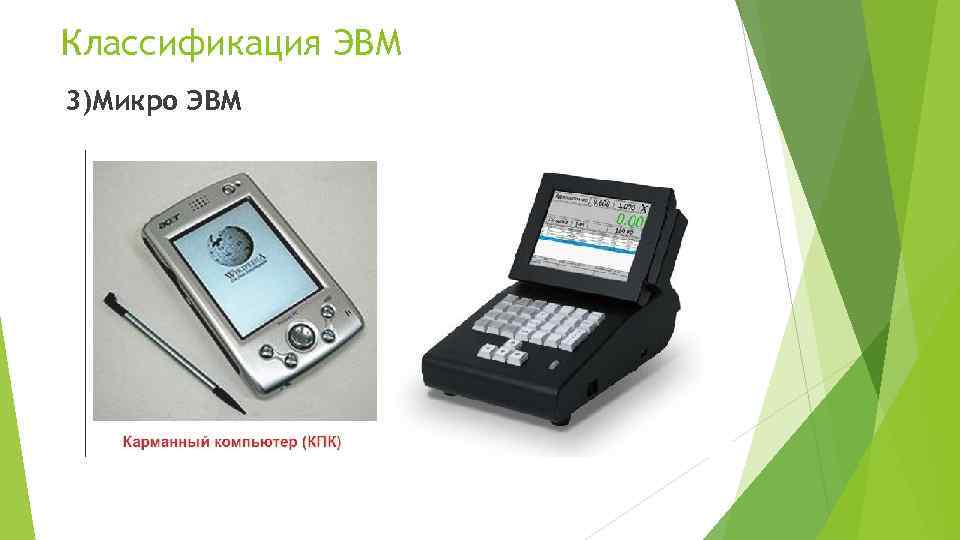 Классификация ЭВМ 3)Микро ЭВМ 