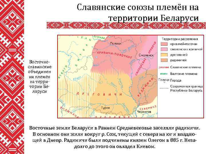 Славянские союзы племён на территории Беларуси Восточнославянские объединен ия племён на территории Беларуси Восточные
