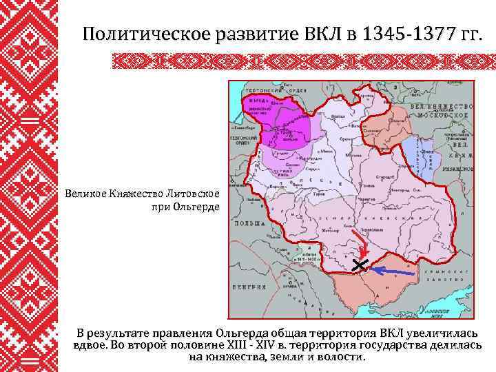 Политическое развитие ВКЛ в 1345 -1377 гг. Великое Княжество Литовское при Ольгерде В результате