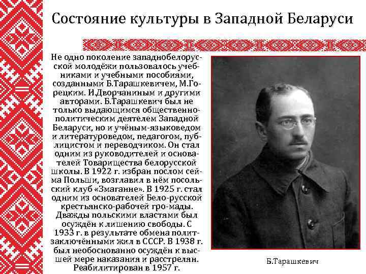 Состояние культуры в Западной Беларуси Не одно поколение западнобелорусской молодёжи пользовалось учебниками и учебными