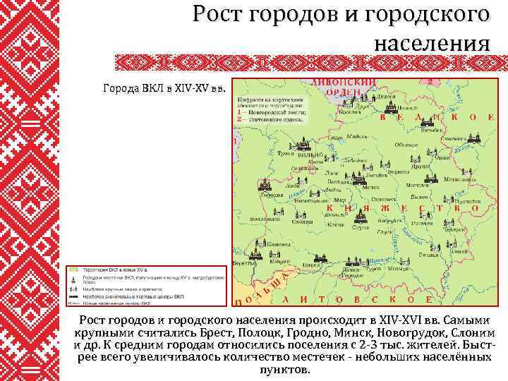 Рост городов и городского населения Города ВКЛ в XIV-XV вв. Рост городов и городского