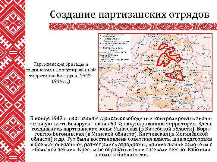 Создание партизанских отрядов Партизанские бригады и соединения на оккупированной территории Беларуси (19421944 гг. )