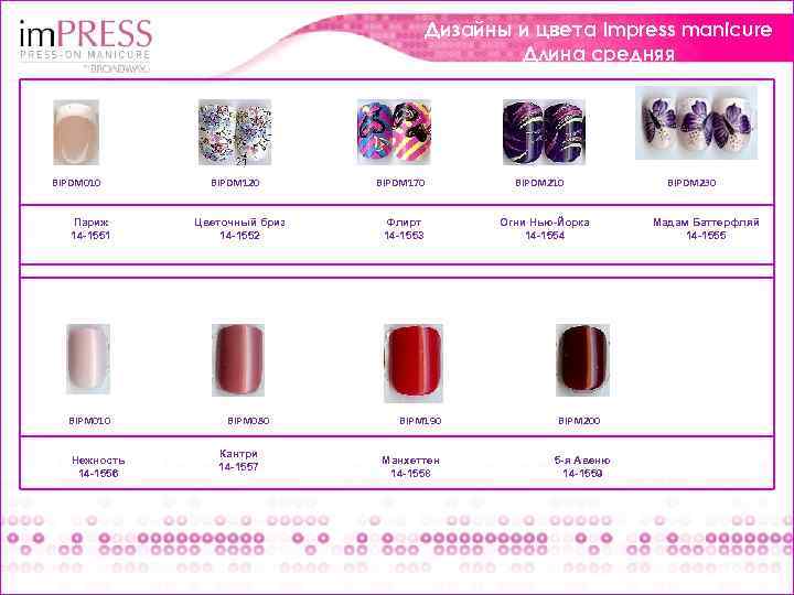 Дизайны и цвета Impress manicure Длина средняя BIPDM 010 Париж 14 -1551 BIPM 010