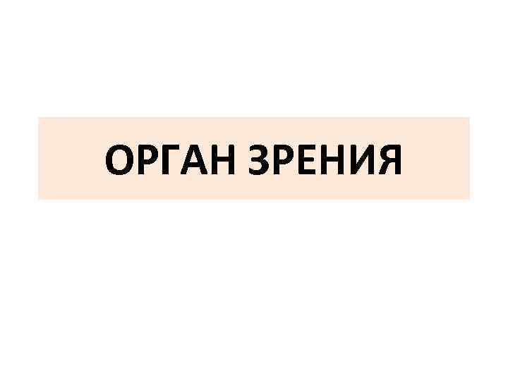 ОРГАН ЗРЕНИЯ 