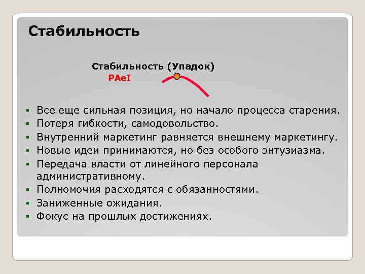 Стабильность (Упадок) PAe. I § § § § Все еще сильная позиция, но начало