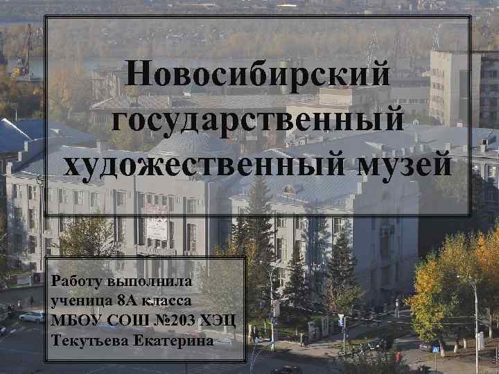 Новосибирский государственный художественный музей Работу выполнила ученица 8 А класса МБОУ СОШ № 203
