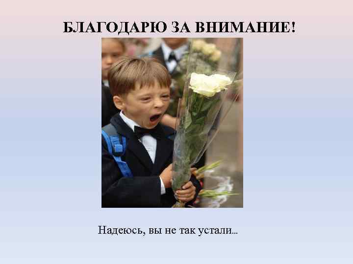 БЛАГОДАРЮ ЗА ВНИМАНИЕ! Надеюсь, вы не так устали… 