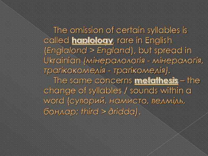 The omission of certain syllables is called haplology, rare in English (Englalond > England),
