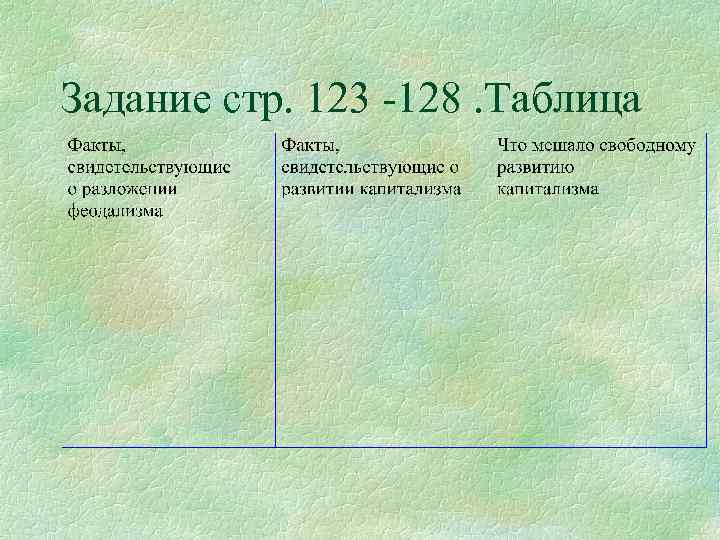 Задание стр. 123 -128. Таблица 