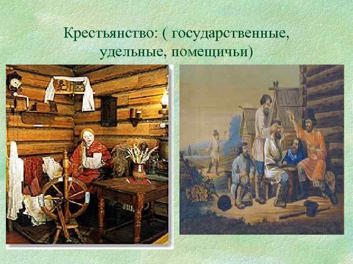 Крестьянство: ( государственные, удельные, помещичьи) 