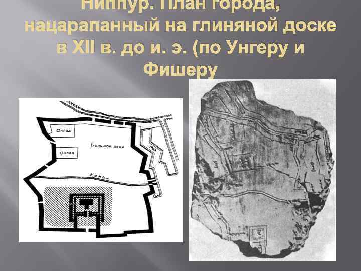 Ниппур. План города, нацарапанный на глиняной доске в XII в. до и. э. (по