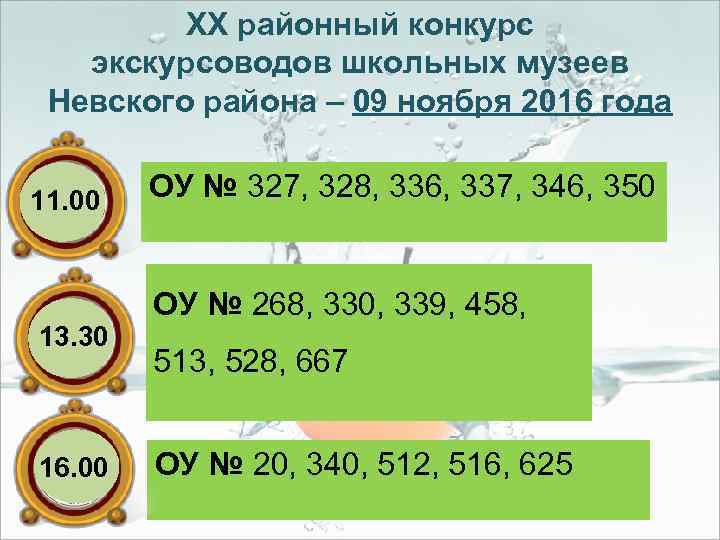 XX районный конкурс экскурсоводов школьных музеев Невского района – 09 ноября 2016 года 11.
