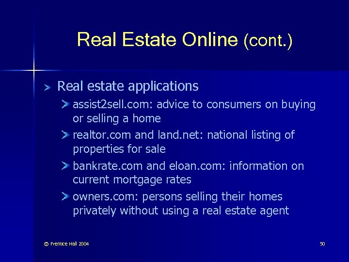 Real Estate Online (cont. ) Real estate applications assist 2 sell. com: advice to