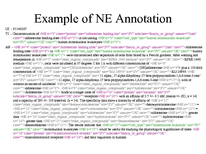 Example of NE Annotation UI - 85146267 TI - Characterization of <NE ti=