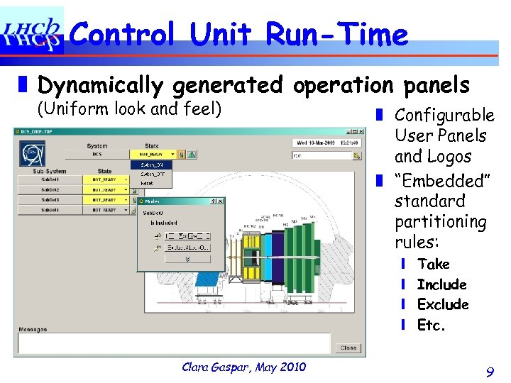 Control Unit Run-Time ❚ Dynamically generated operation panels (Uniform look and feel) ❚ Configurable