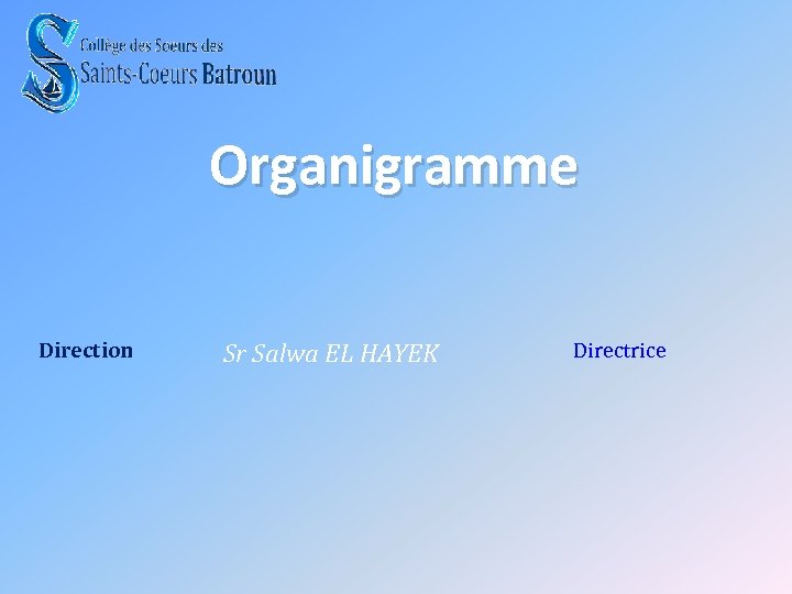 Organigramme Direction Sr Salwa EL HAYEK Directrice 