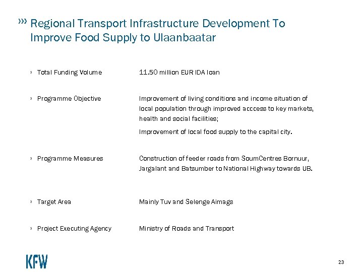 Regional Transport Infrastructure Development To Improve Food Supply to Ulaanbaatar › Total Funding Volume