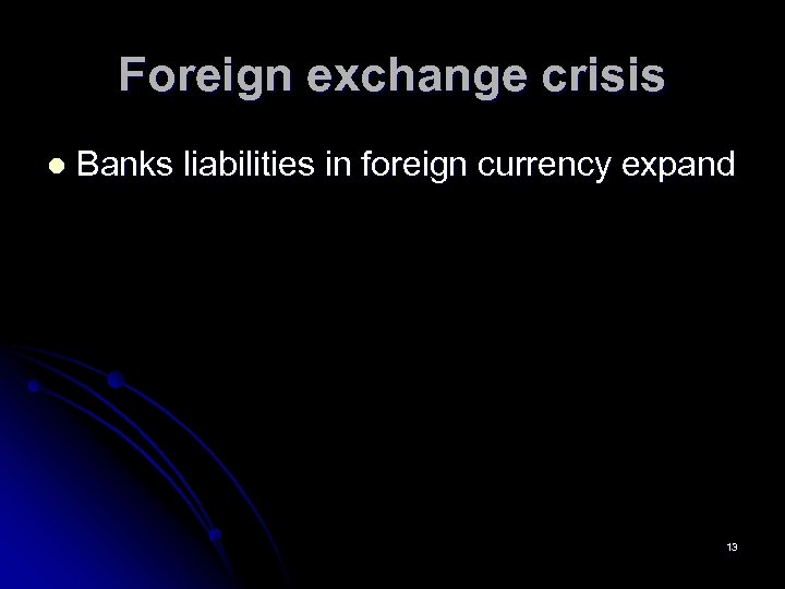 Foreign exchange crisis l Banks liabilities in foreign currency expand 13 